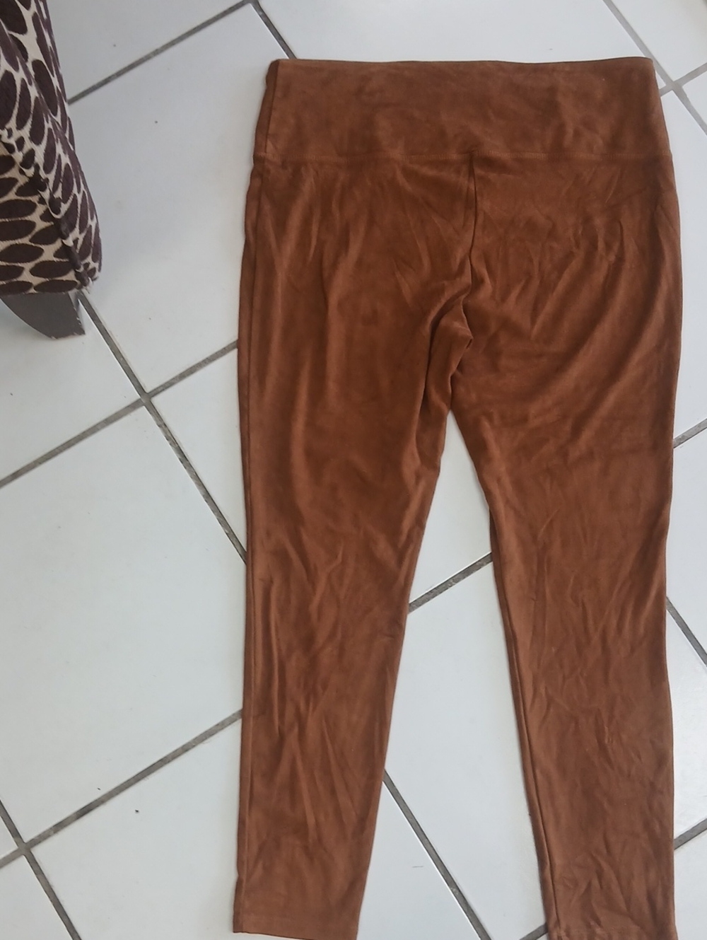 Women’s High-Waist Faux-Suede Leggings - Brown